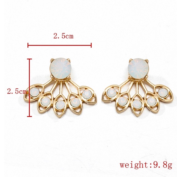 Gold & White Opalescent Studs w/Matching Jackets - Picture 6 of 7